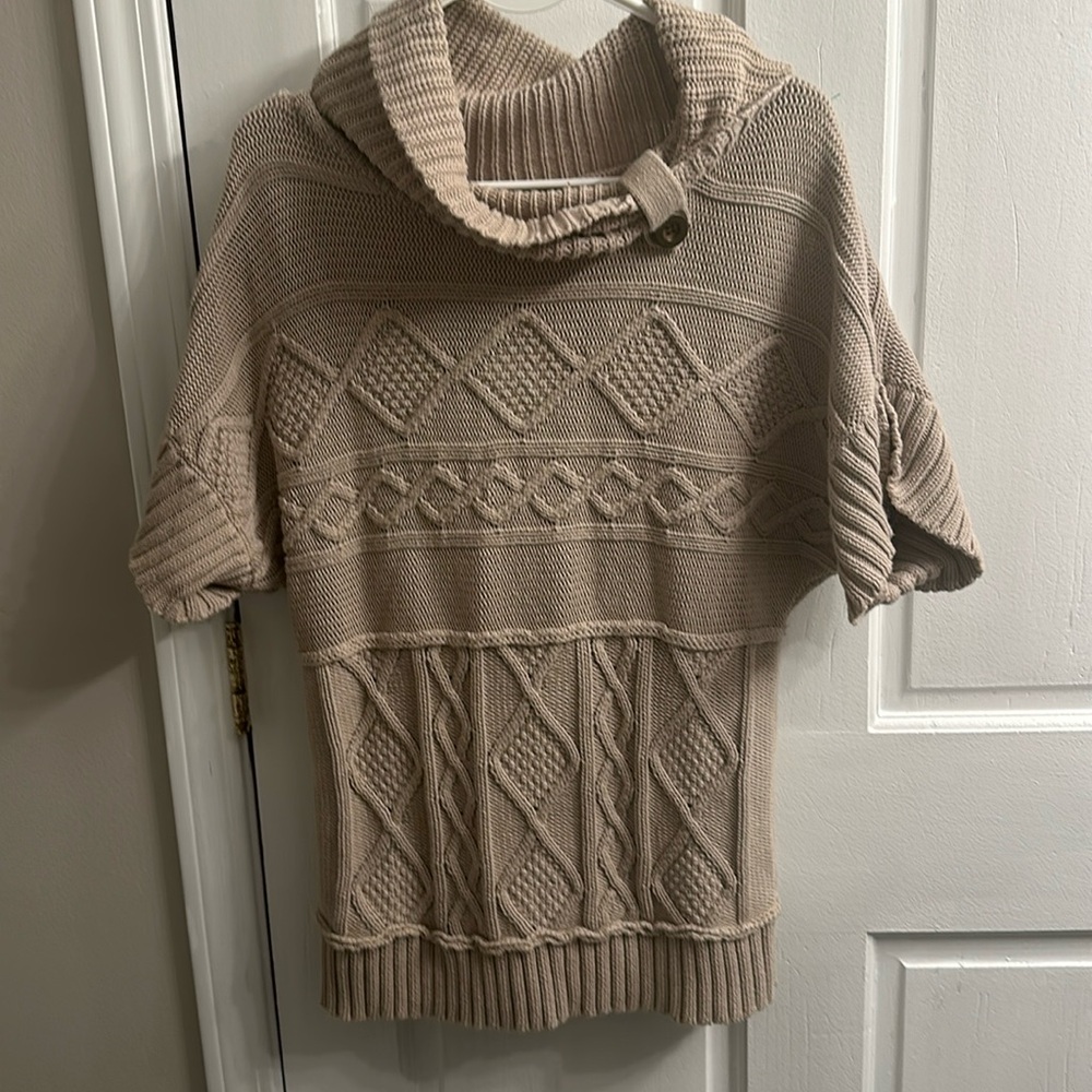 Nine West Short Sleeve Turtleneck Sweater XL cream color